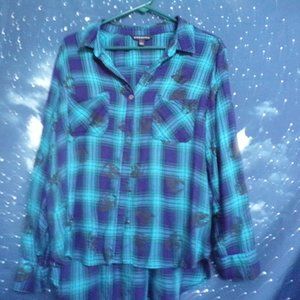 Skull Plaid Long Sleeve Shirt